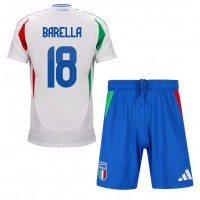 Italien Nicolo Barella #18 Bortadräkt Barn EM 2024 Kortärmad (+ Korta byxor)